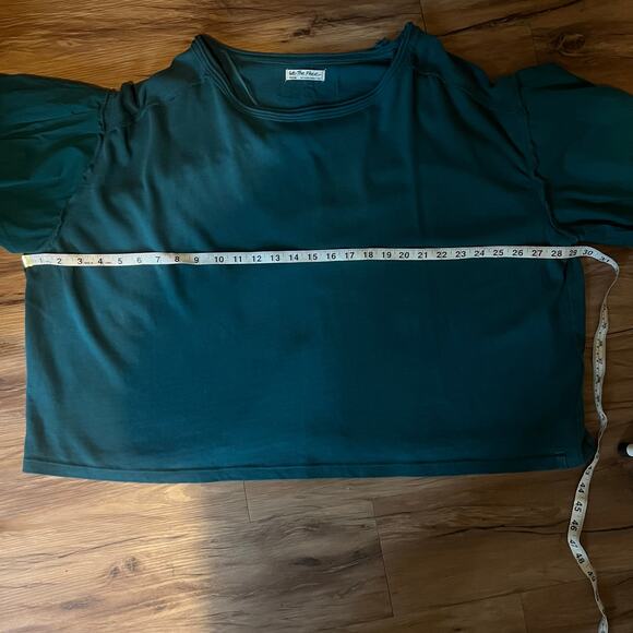 Green We The Free Free People Blossom Boxy Puff Sleeve Top Size Medium - Picture 5 of 9